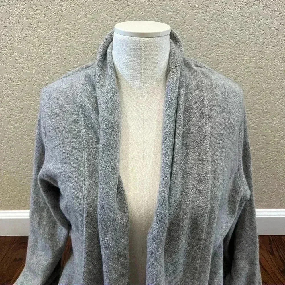 Incashmere Drape Front Open Cardigan Gray Women’s… - image 3